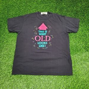 Vintage 80s Funny Old Sarcasm Shirt Women XL 22x27 Black USA